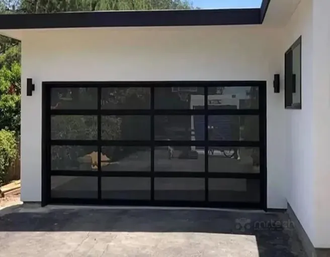 Black glass garage door