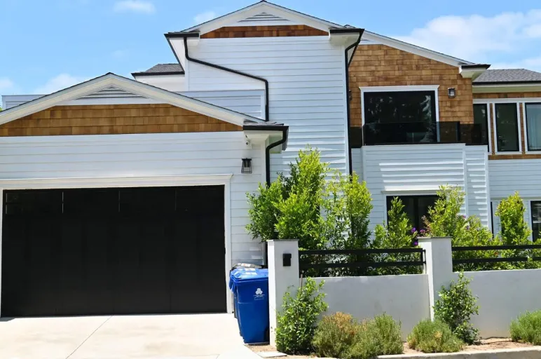 Contemporary black garage door
